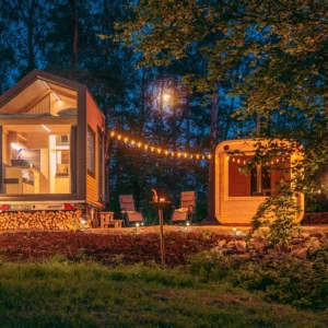 Tiny house v přírodě na Vysočině se saunou i grilem